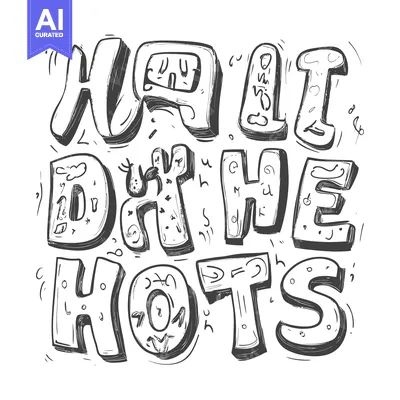 Popular premium asset: Hand-drawn doodle text saying "eat the hots"