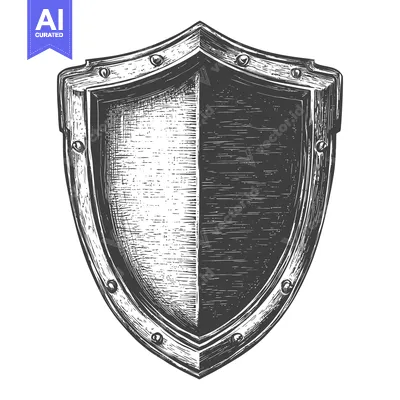 Aset premium populer: Hand-Drawn Engraved Illustration of a Medieval Shield