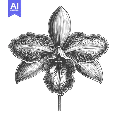 Popular premium asset: Hand-drawn Engraving of a Single Orchid Flower