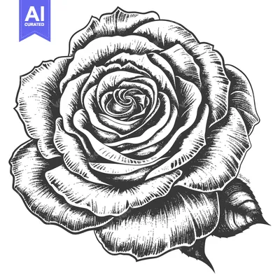 Premium design asset: Hand-drawn Engraving of a Single Rose
