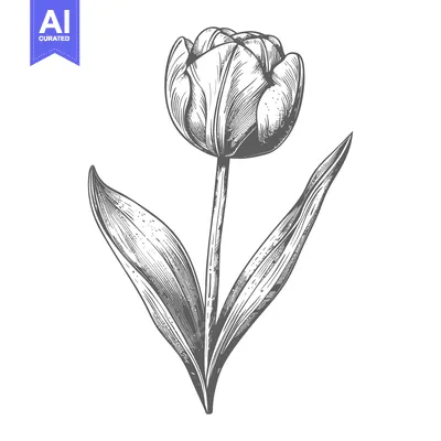 Popular premium asset: Hand-drawn Engraving of a Single Tulip Flower