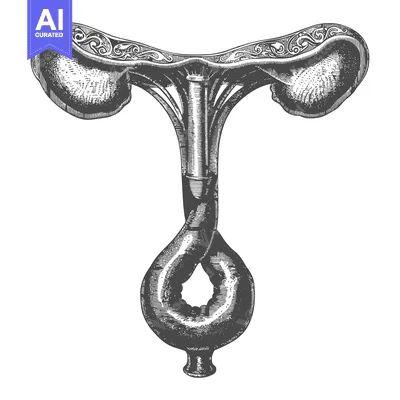 Aset premium populer: Hand-Drawn Engraving of the Female Reproductive System