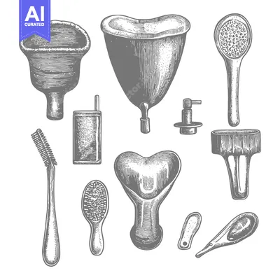 Aset desain premium: Hand-Drawn Engravings of Various Medical Instruments