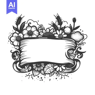Aset premium populer: Hand-Drawn Floral Banner with Empty Space for Text