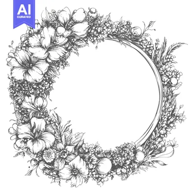Popular premium asset: Hand-drawn Floral Wreath with Circular Frame