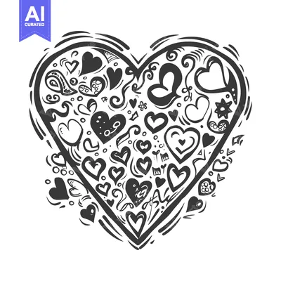 Popular premium asset: Hand-Drawn Heart Filled with Various Love Symbols