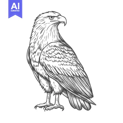 Aset premium populer: Hand-Drawn Illustration of a Bald Eagle in Profile