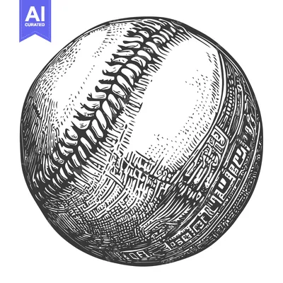 Aset desain premium: Hand-drawn Illustration of a Baseball