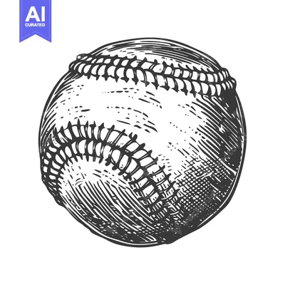Premium design asset: Hand-drawn illustration of a baseball with detailed stitching