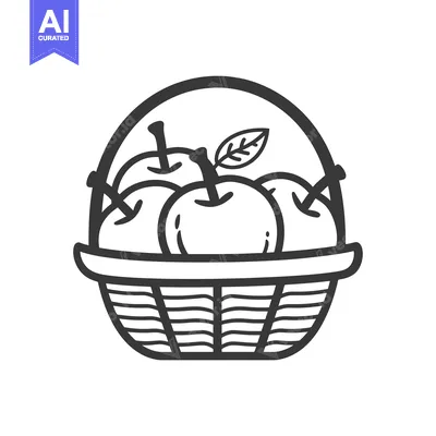 Aset desain premium: Hand-drawn illustration of a basket of apples