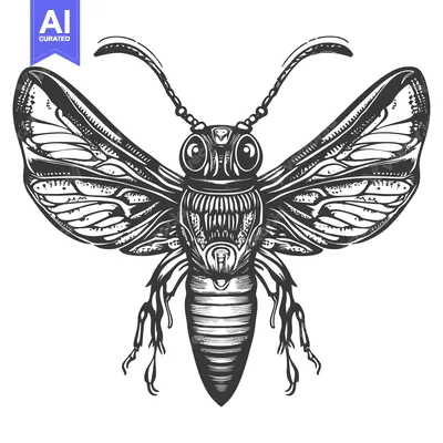 Popular premium asset: Hand-drawn illustration of a bee with wings spread