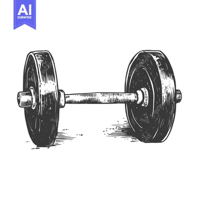 Premium design asset: Hand-drawn Illustration of a Black and White Dumbbell