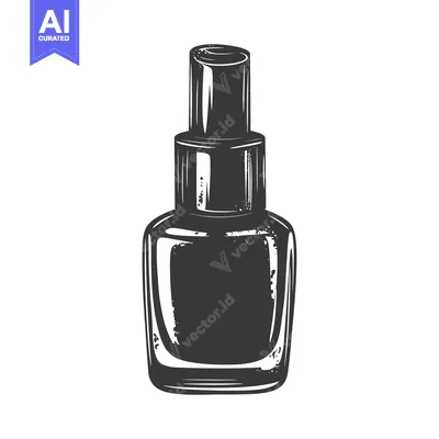 Hand-drawn illustration of a black nail polish bottle