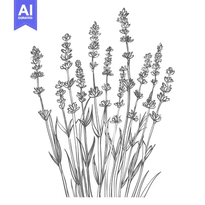 Premium design asset: Hand-Drawn Illustration of a Bouquet of Lavender Flowers