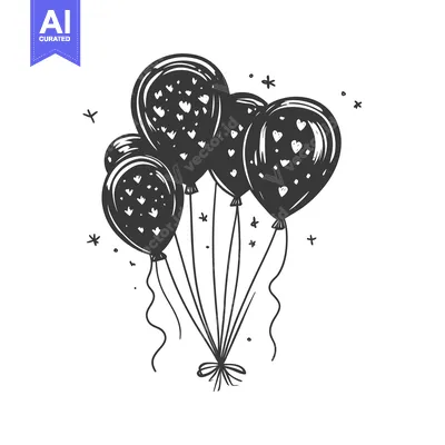 Aset premium populer: Hand-drawn Illustration of a Bunch of Balloons with Hearts