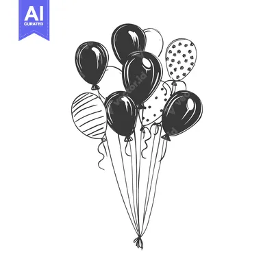 Popular premium asset: Hand-Drawn Illustration of a Bunch of Balloons with Various Patterns