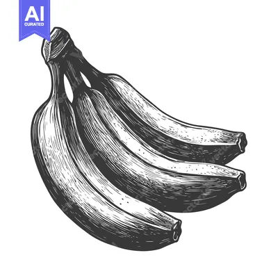 Aset premium populer: Hand-drawn illustration of a bunch of four ripe bananas