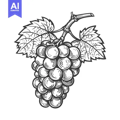 Popular premium asset: Hand-Drawn Illustration of a Bunch of Grapes with Leaves