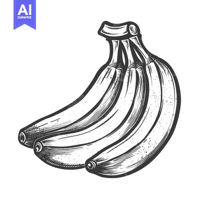 Aset desain premium: Hand-Drawn Illustration of a Bunch of Ripe Bananas