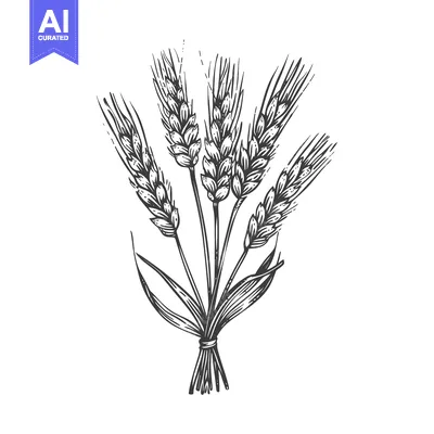 Aset premium populer: Hand-Drawn Illustration of a Bunch of Wheat Ears