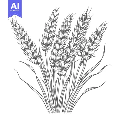 Aset desain premium: Hand-drawn illustration of a bunch of wheat stalks