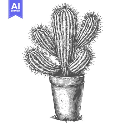 Popular premium asset: Hand-Drawn Illustration of a Cactus in a Pot