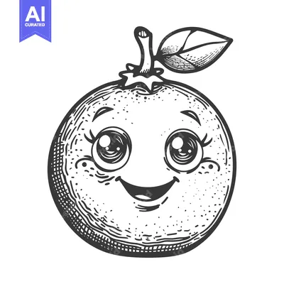 Popular premium asset: Hand-drawn illustration of a cartoon orange with a smiling face