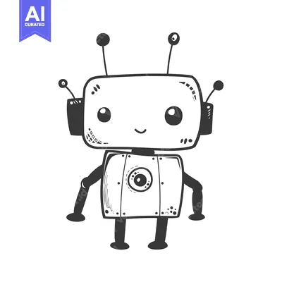 Aset premium populer: Hand-Drawn Illustration of a Cartoon Robot with a Happy Face