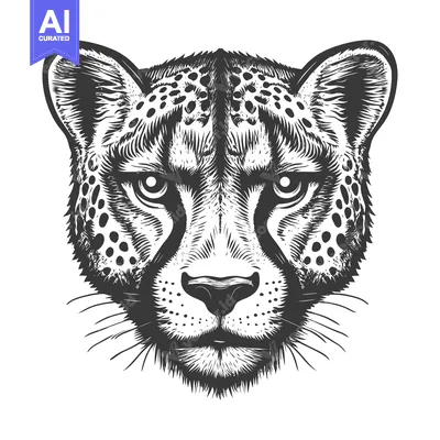 Aset premium populer: Hand-Drawn Illustration of a Cheetah's Head