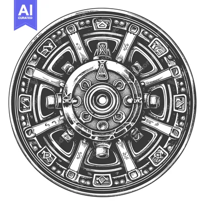 Premium design asset: Hand-Drawn Illustration of a Circular Mechanical Object with Intricate