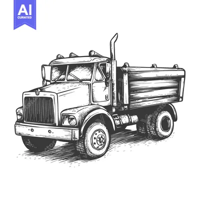 Aset desain premium: Hand-drawn illustration of a classic dump truck