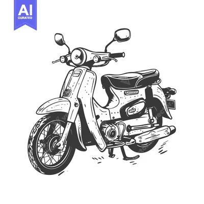 Premium design asset: Hand-drawn Illustration of a Classic Vintage Scooter