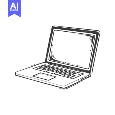 Aset desain premium: Hand-Drawn Illustration of a Closed Laptop