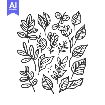 Aset premium populer: Hand-drawn Illustration of a Collection of Diverse Leaves