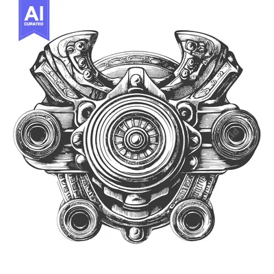 Popular premium asset: Hand-drawn Illustration of a Complex, Circular Mechanical Device