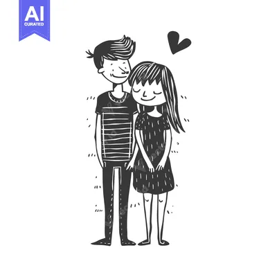 Aset premium populer: Hand-Drawn Illustration of a Couple in Love