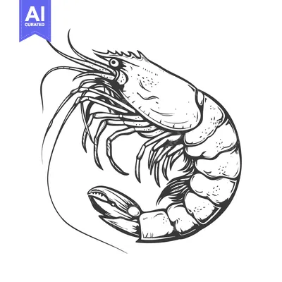 Premium design asset: Hand-drawn illustration of a curled-up shrimp