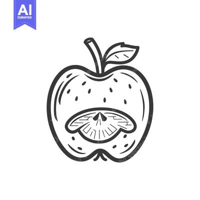 Aset premium populer: Hand-drawn Illustration of a Cut Apple with a Single Slice