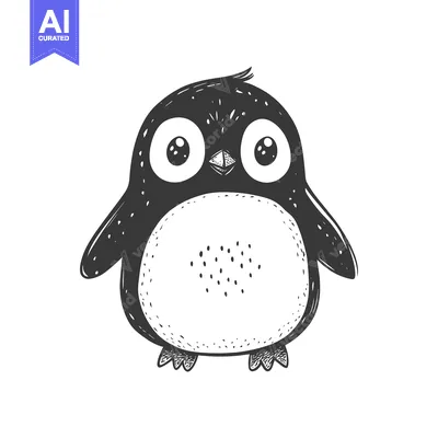 Aset premium populer: Hand-Drawn Illustration of a Cute Cartoon Penguin