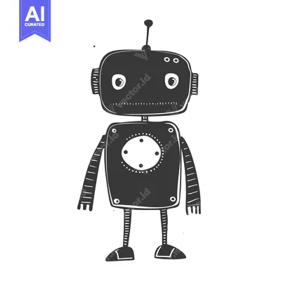 Premium design asset: Hand-drawn illustration of a cute cartoon robot