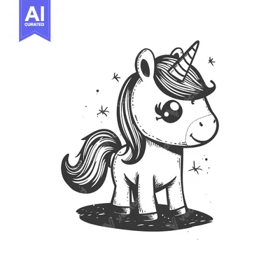 Popular premium asset: Hand-Drawn Illustration of a Cute Cartoon Unicorn with Stars