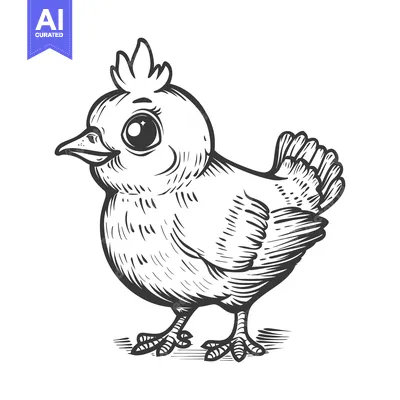Aset premium populer: Hand-drawn Illustration of a Cute Chick with Big Eyes