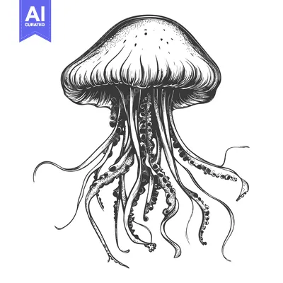Aset premium populer: Hand-Drawn Illustration of a Detailed Jellyfish