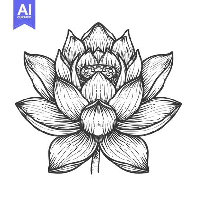 Aset premium populer: Hand-drawn Illustration of a Detailed Lotus Flower