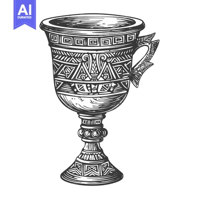 Hand-drawn illustration of a detailed ornate goblet