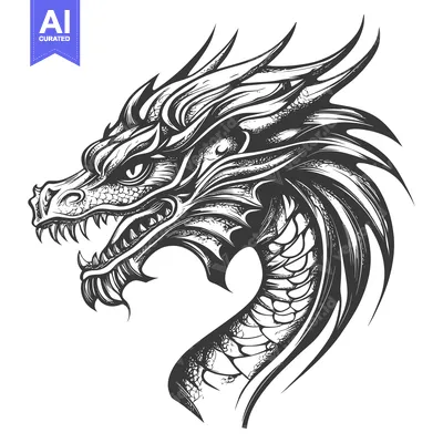 Aset premium populer: Hand-drawn Illustration of a Dragon's Head