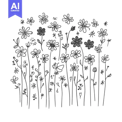 Aset premium populer: Hand-drawn Illustration of a Field of Flowers