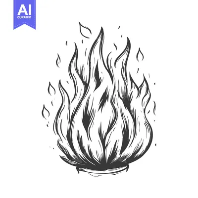 Hand-drawn illustration of a flame with a base