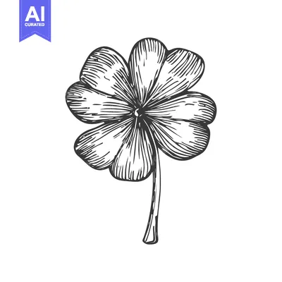 Aset premium populer: Hand-Drawn Illustration of a Four-Leaf Clover