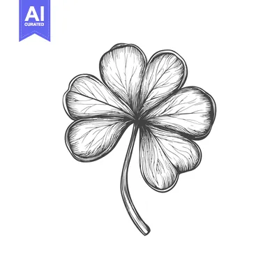 Aset premium populer: Hand-Drawn Illustration of a Four-Leaf Clover